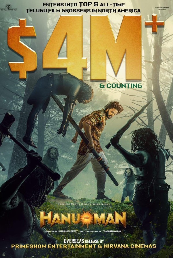 Prashanth Varama Teja Sajja HanuMan crosses 4 Million gross in overseas Full Details Here