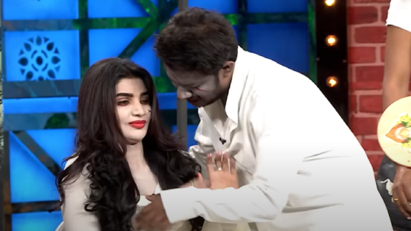Comedian Durgarao Gives Kiss To Varsha in Jabardasth Show Comedian Durgarao Gives Kiss To Varsha in Jabardasth Show