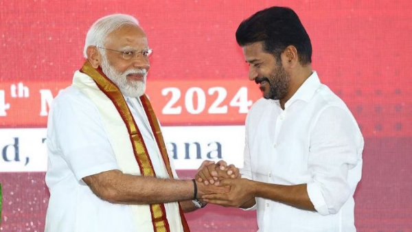 Narendra Modi satires on cm Revanth Reddy Hitting Out at Rivals PM s RRR Twist to Poll Speech Narendra Modi satires on cm Revanth Reddy Hitting Out at Rivals PM s RRR Twist to Poll Speech