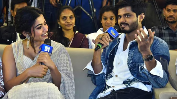 Anand Deverakonda reveals Rashmika Mandanna name on her Neck in Gam Gam Ganesh Event