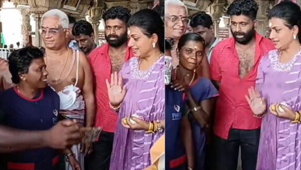 ex minister rk roja asks the sanitation workers from stand away from her video goes viral ex minister rk roja asks the sanitation workers from stand away from her video goes viral