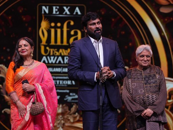 Chiranjeevi receives the Outstanding Achievement in Indian Cinema award at the IIFA Chiranjeevi receives the Outstanding Achievement in Indian Cinema award at the IIFA