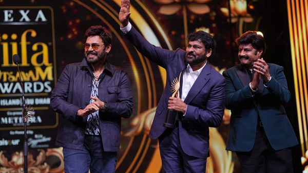 Chiranjeevi receives the Outstanding Achievement in Indian Cinema award at the IIFA Chiranjeevi receives the Outstanding Achievement in Indian Cinema award at the IIFA