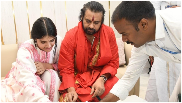 Pawan Kalyan s younger daughter Palina Anjana Konidela cute PHoto trending in Social media after Tirumala Darshan