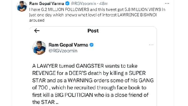 Ram Gopal Varma Tweet on Baba Siddiqui Murder gets Record Views in X Account