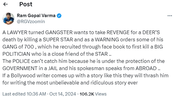 Ram Gopal Varma interesting facts Lawrence Bishnoi after Salman Khan s Friend Baba Siddique Ram Gopal Varma interesting facts Lawrence Bishnoi after Salman Khan s Friend Baba Siddique