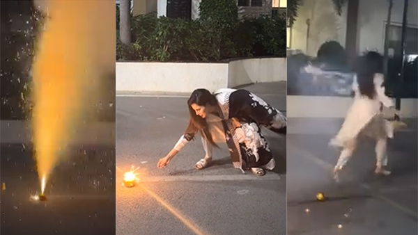 bigg boss telugu contestant Ashu Reddy facing Little scary during Diwali celebrations