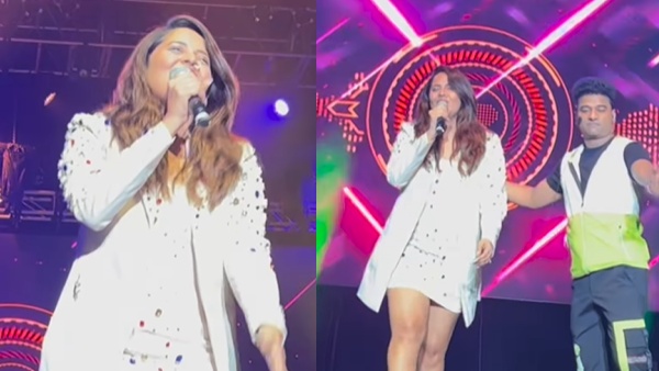 Anasuya bharadwaj sing a song in DSP musical event video viral in Instagram Anasuya bharadwaj sing a song in DSP musical event video viral in Instagram