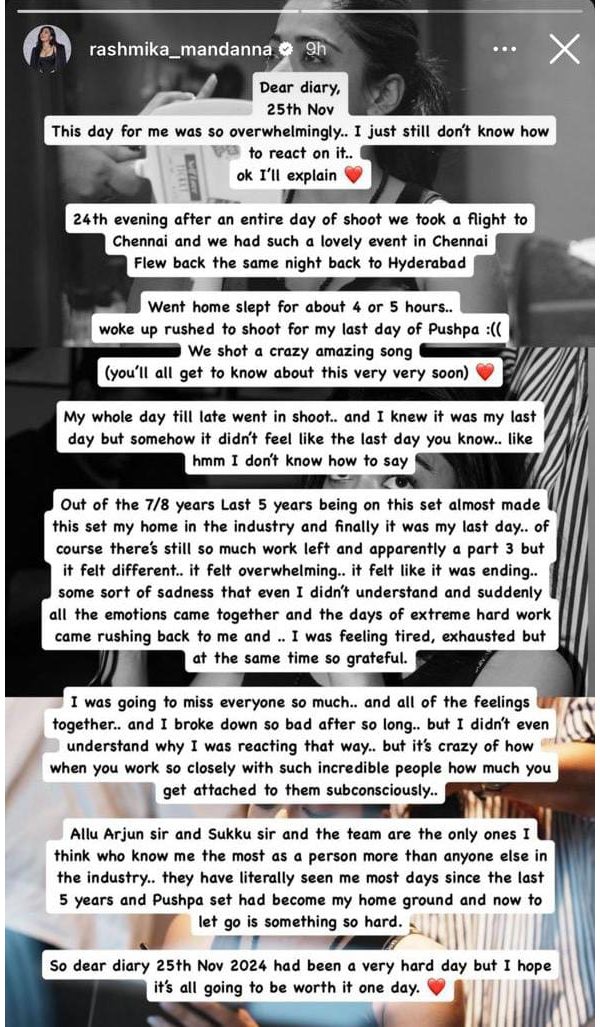 rashmika mandanna pens emotional note on pushpa movie journey