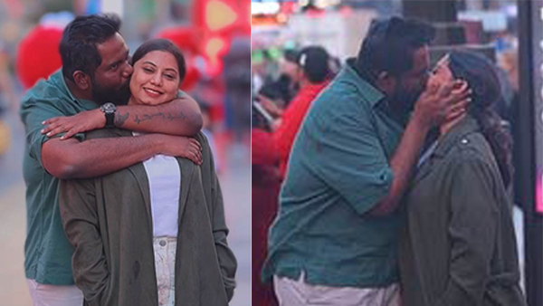 viva harsha lip kiss to his wife akshara at times square in new york
