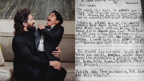 Allu Arjun shares his son Ayaan s handwritten note ahead of Pushpa 2 release