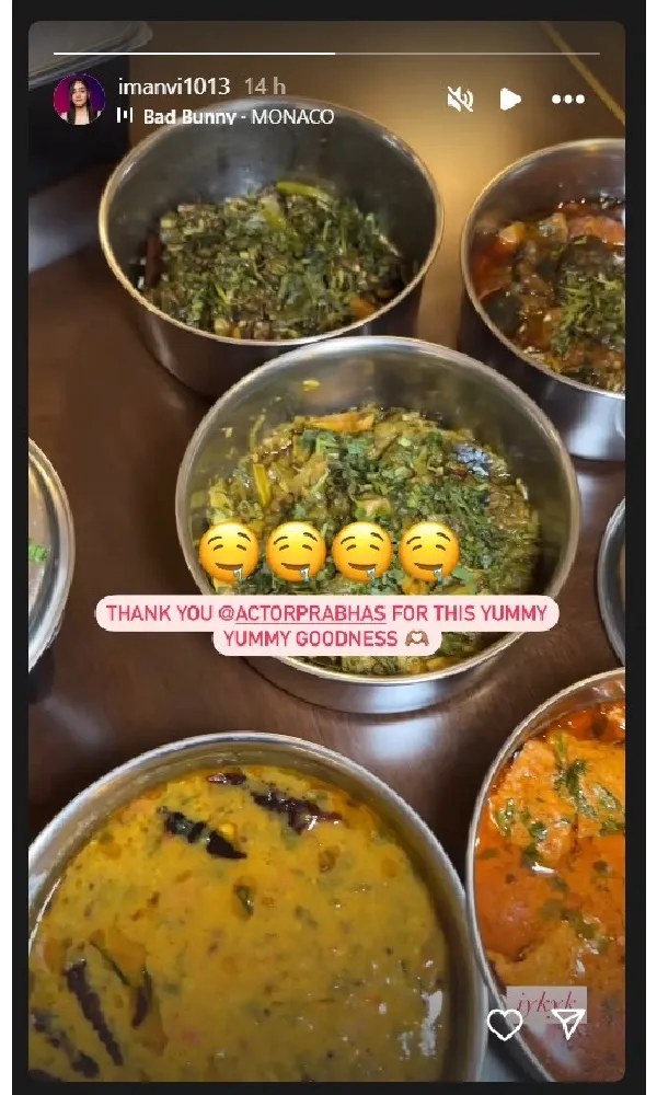 Prabhas Arranged home made food For heroine Imanvi In Fauji Set video viral Prabhas Arranged home made food For heroine Imanvi In Fauji Set video viral