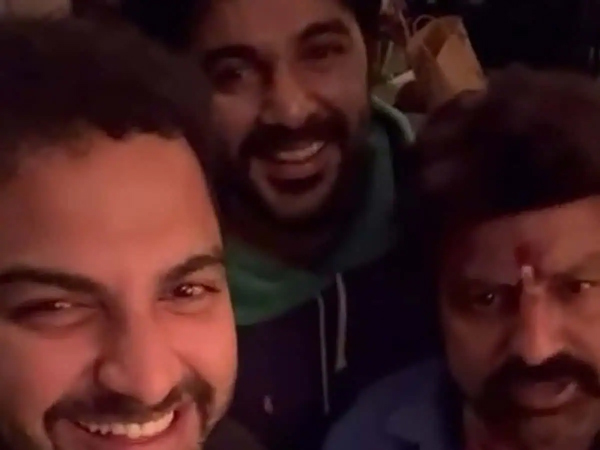 young heroes vishwak sen and siddhu jonnalagadda kisses to Nandamuri balakrishna at daaku maharaaj success meet