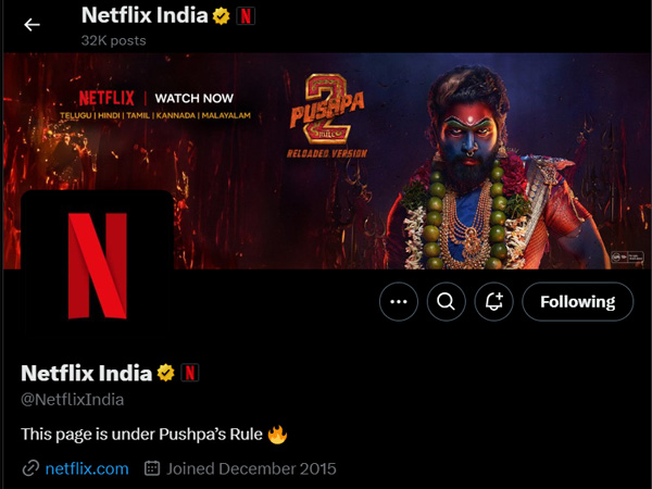 ott giant Netflix unique tribute to allu arjun Sukumar s pushpa 2