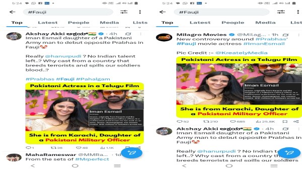 Prabhas s Fauji Faces Backlash For casting Pakistani-origin Imanvi Esmail as the heroine amid Pahalgam Attack