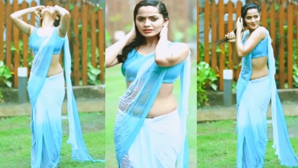 Bigg Boss Fame Shobha Shetty Play with Rain in transparent saree Her Latest Photos here