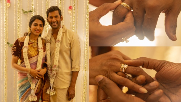 Vishal and Sai Dhanshika exchange rings Engagement held on actor s birthday Vishal and Sai Dhanshika exchange rings Engagement held on actor s birthday