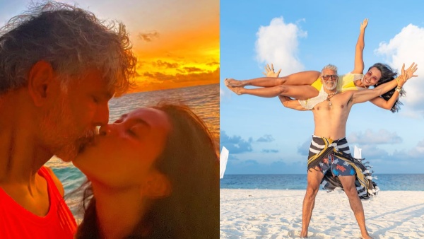 Milind Soman chilling with wife Ankita Konwar during his birth day celebrations