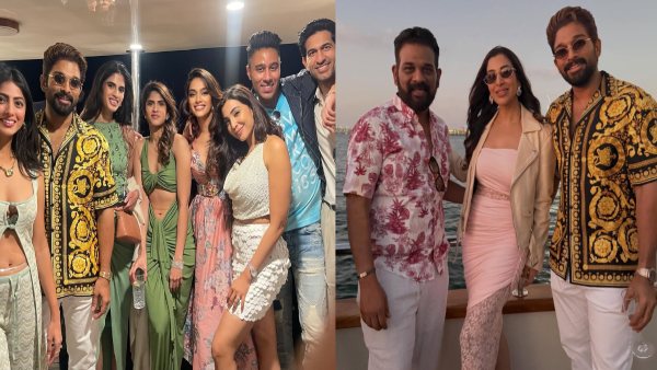 Allu Arjun s Photo trending in Allu Sirish pre wedding party in Dubai