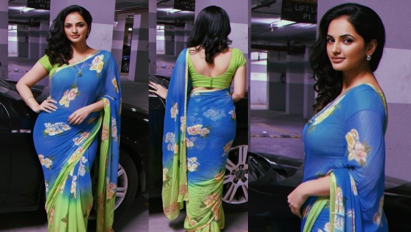 Jyoti Poorvaj stunning look with Blue saree Her Latest Photos Here Jyoti Poorvaj stunning look with Blue saree Her Latest Photos Here