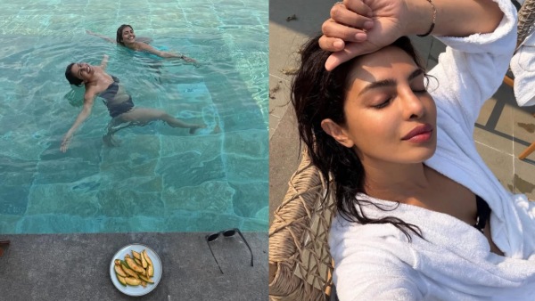 Priyanka Chopra Chills in Blue Bikini Enjoys Raw Mango with Desi Vibes in Varanasi Shooting Break