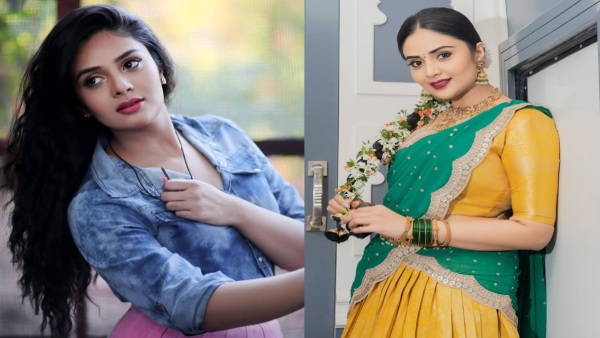 Sreemukhi Gets Emotional on Maa Inti Bangaram Sets Touches Director Nandini Reddy s Feet Sreemukhi Gets Emotional on Maa Inti Bangaram Sets Touches Director Nandini Reddy s Feet