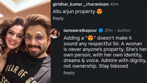 Seerat Kapoor Strong Reply to Allu Arjun Property Comment Goes Viral Online Seerat Kapoor Strong Reply to Allu Arjun Property Comment Goes Viral Online