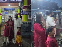 Kantara Director Rishab Shetty visits Temple With Wife Pragathi Shetty & Kids, Check PICS
