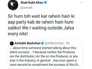 अमिताभ बच्चन ने शाहरुख से की शिकायत- 'बदला' सुपरहिट, लेकिन किसी ने तारीफ नहीं की