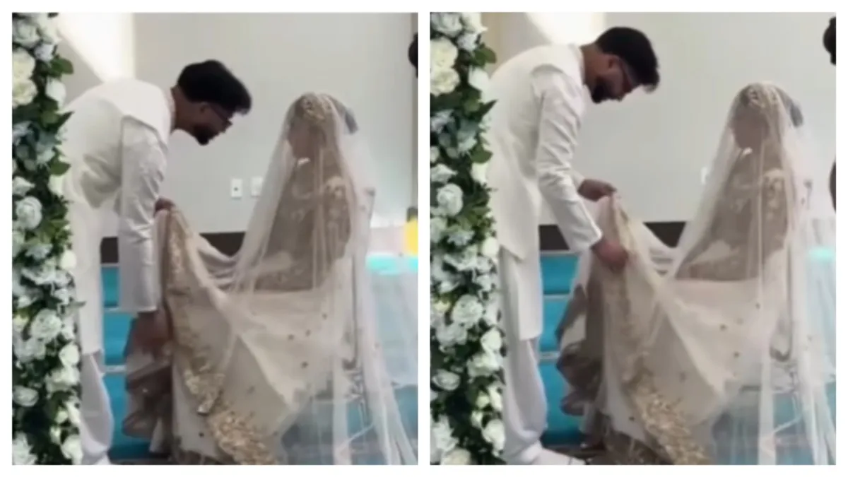 Groom Lifts Veil, Accidentally Unveils Dress Hilariously