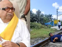 தண்டவாளத்தில் தலை வைத்த மன்சூர் அலிகான்.. கலைஞர் கருணாநிதி போல் இறங்கிட்டாரே ப்பா